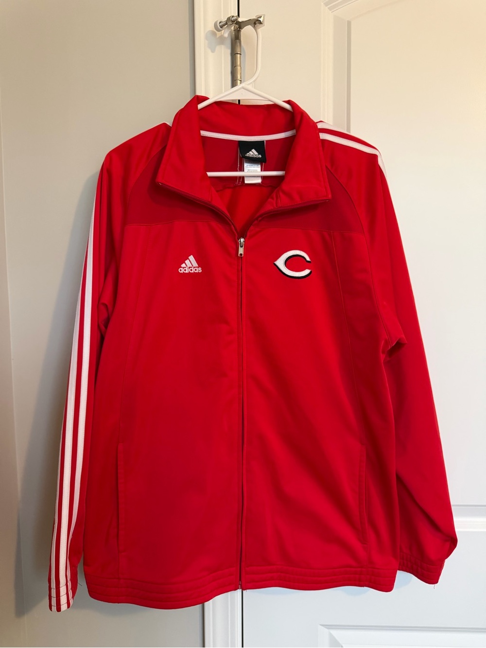 Adidas Men's Cincinnati Red Track Jacket with Stripe Detail